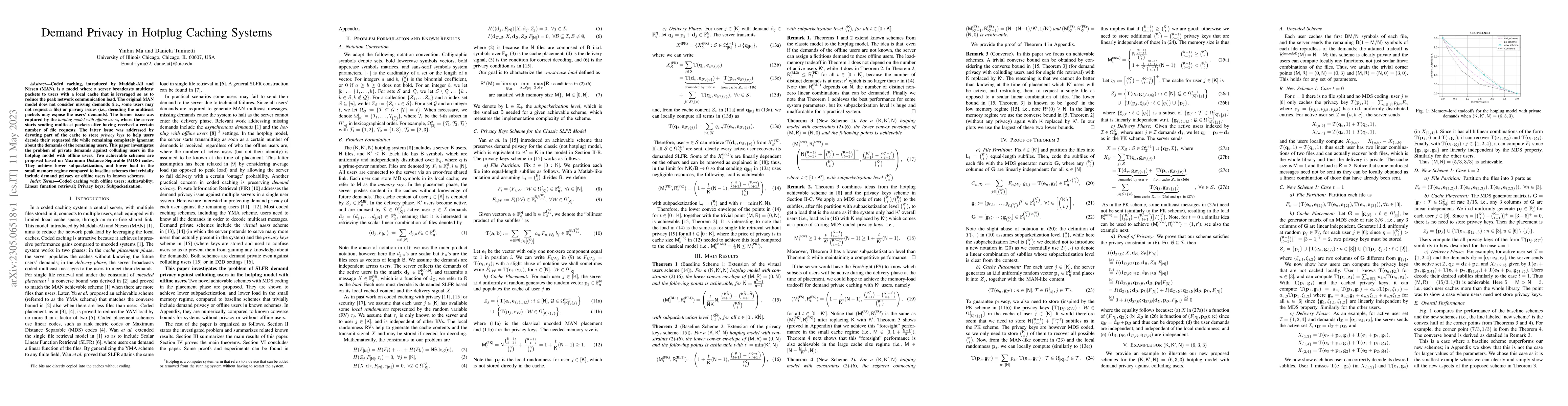 Thumbnail for Demand Privacy in Hotplug Caching Systems