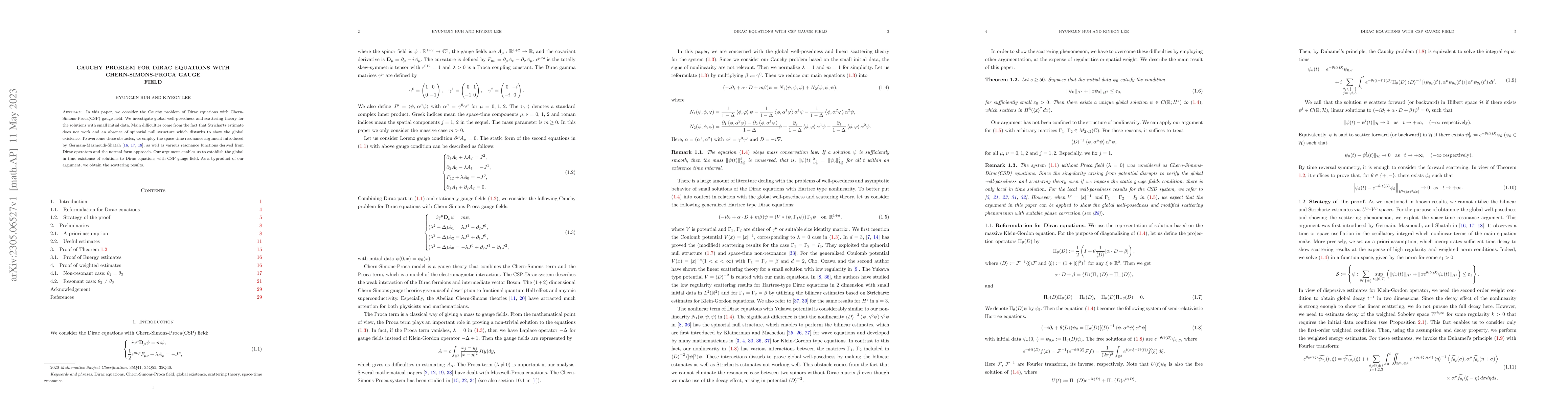 Thumbnail for Cauchy problem for Dirac equations with Chern-Simons-Proca gauge field