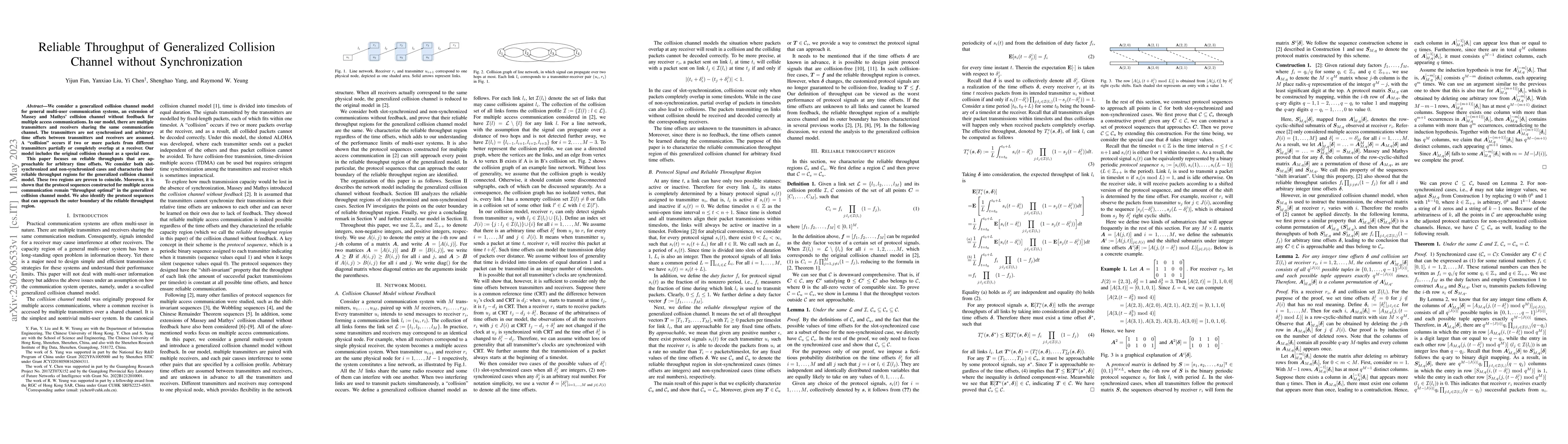 Thumbnail for Reliable Throughput of Generalized Collision Channel without
  Synchronization
