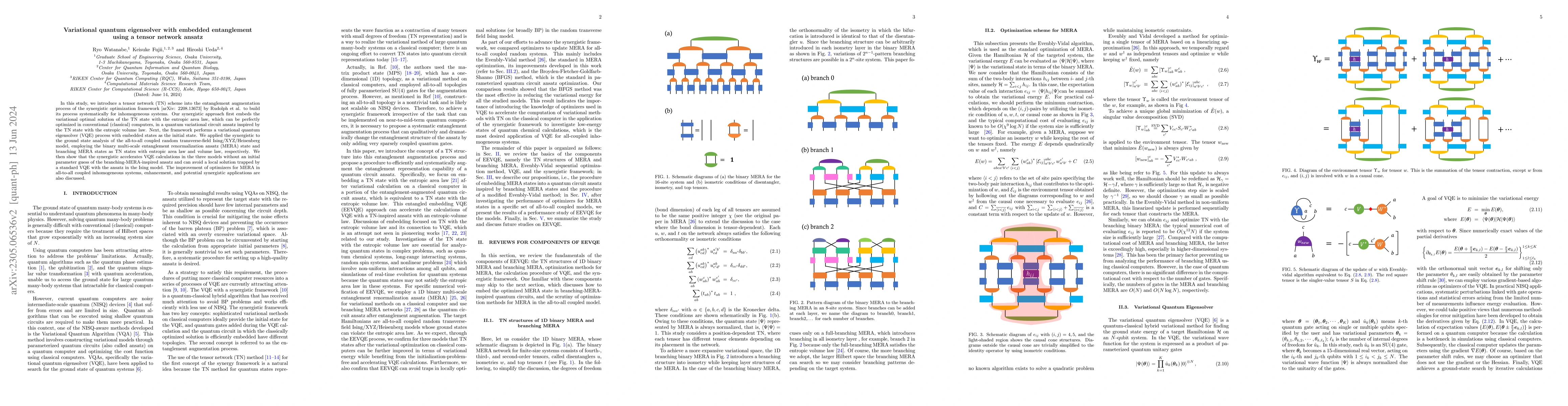 Thumbnail for Variational quantum eigensolver with embedded entanglement using a
  tensor-network ansatz
