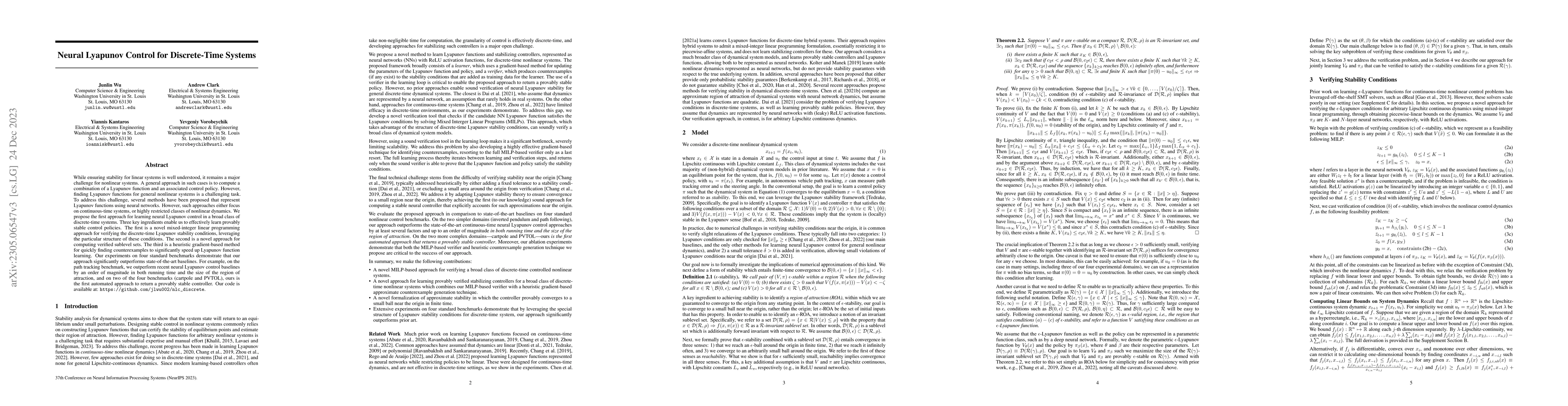 Thumbnail for Neural Lyapunov Control for Discrete-Time Systems