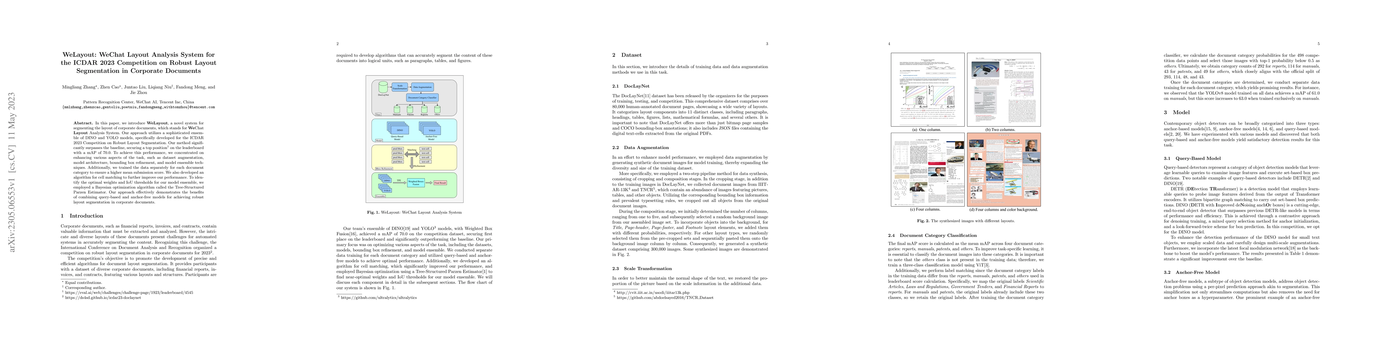 Thumbnail for WeLayout: WeChat Layout Analysis System for the ICDAR 2023 Competition
  on Robust Layout Segmentation in Corporate Documents