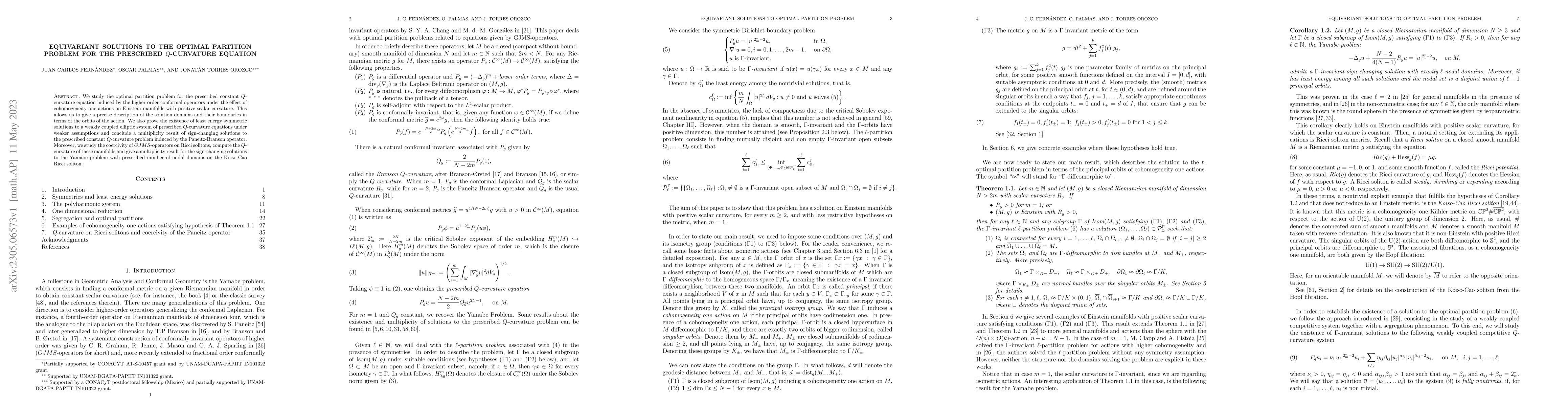 Thumbnail for Equivariant solutions to the optimal partition problem for the
  prescribed Q-curvature equation