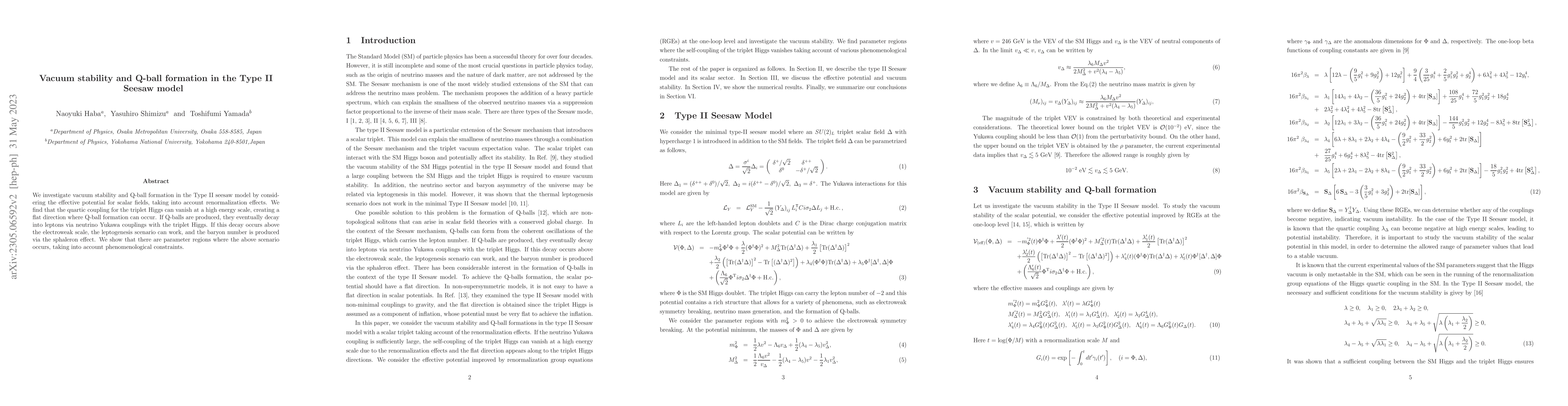 Thumbnail for Vacuum stability and Q-ball formation in the Type II Seesaw model