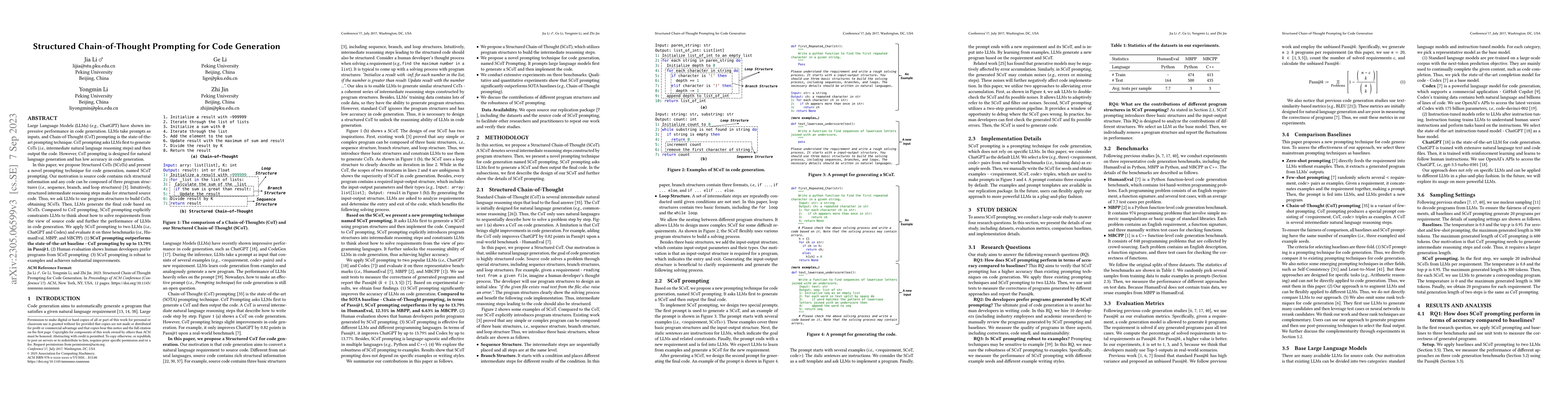 Thumbnail for Structured Chain-of-Thought Prompting for Code Generation