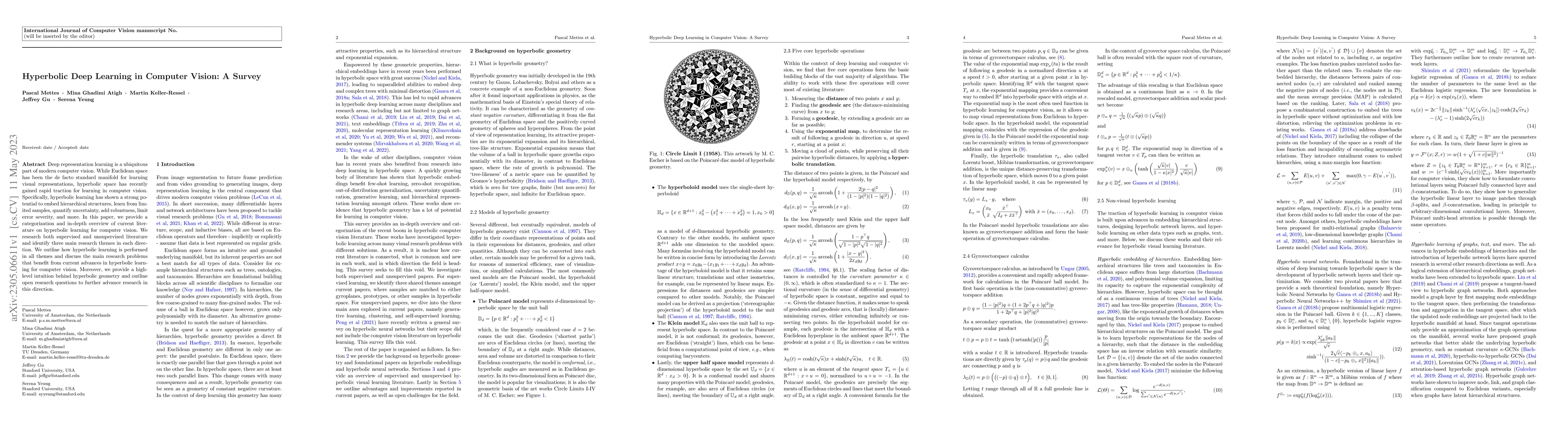 Thumbnail for Hyperbolic Deep Learning in Computer Vision: A Survey