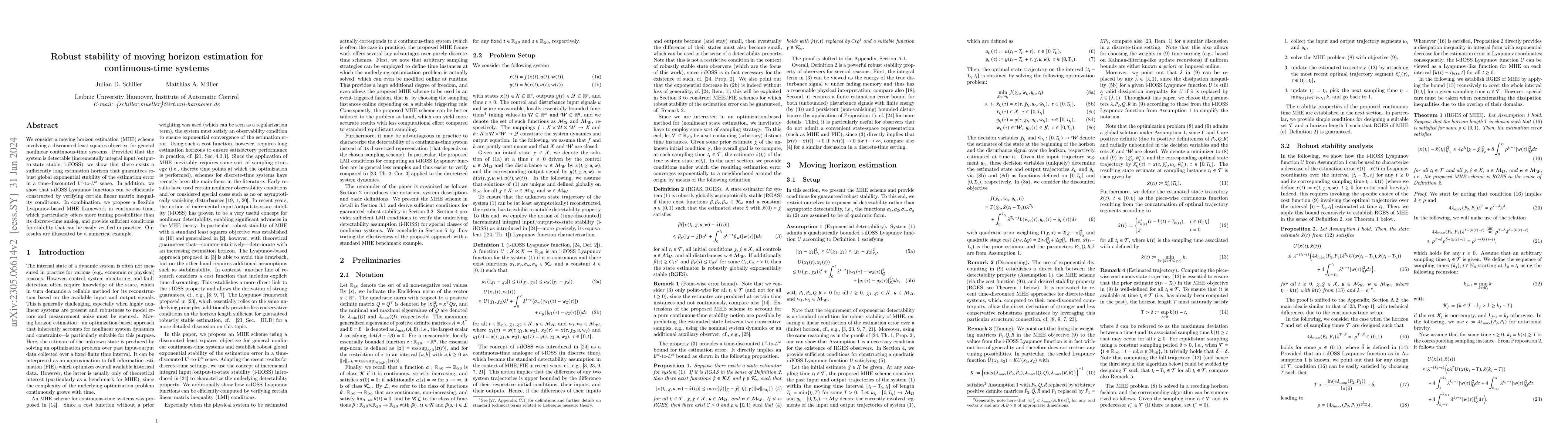 Thumbnail for Robust stability of moving horizon estimation for continuous-time
  systems