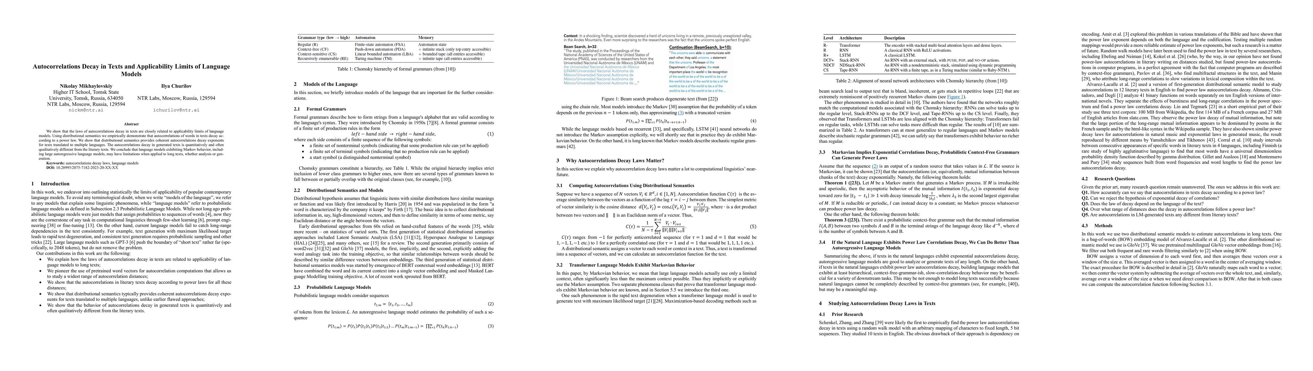 Thumbnail for Autocorrelations Decay in Texts and Applicability Limits of Language
  Models