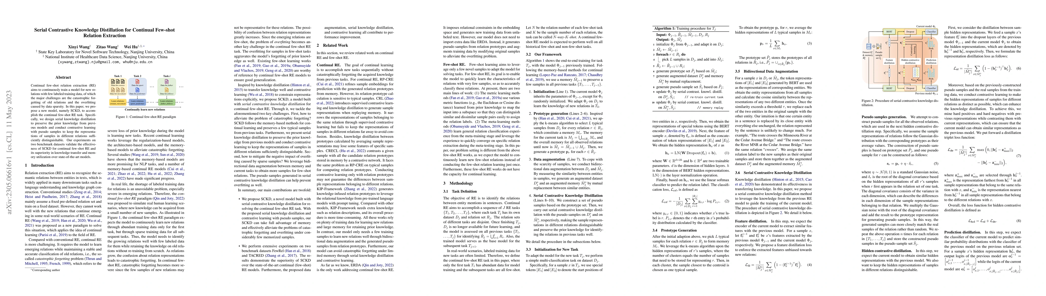 Thumbnail for Serial Contrastive Knowledge Distillation for Continual Few-shot
  Relation Extraction