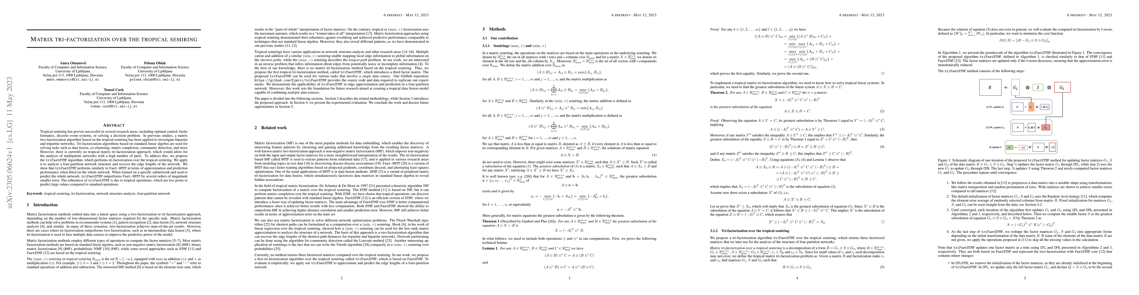 Thumbnail for Matrix tri-factorization over the tropical semiring