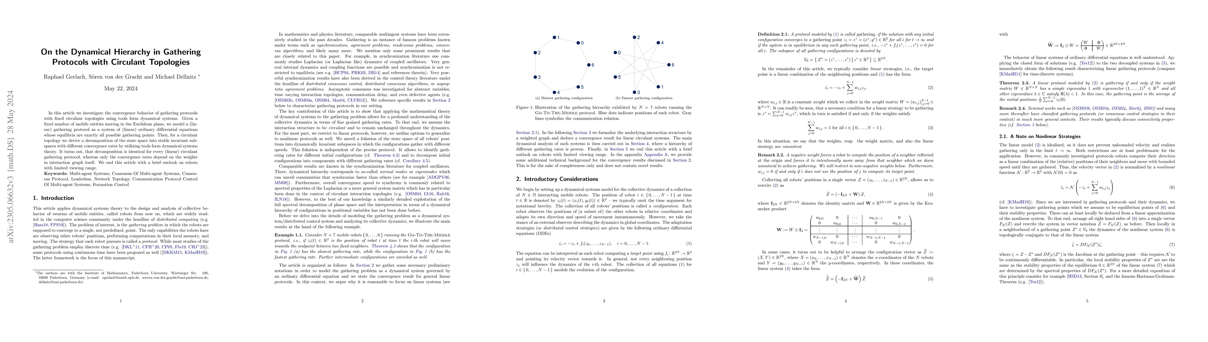 Thumbnail for On the Dynamical Hierarchy in Gathering Protocols with Circulant
  Topologies