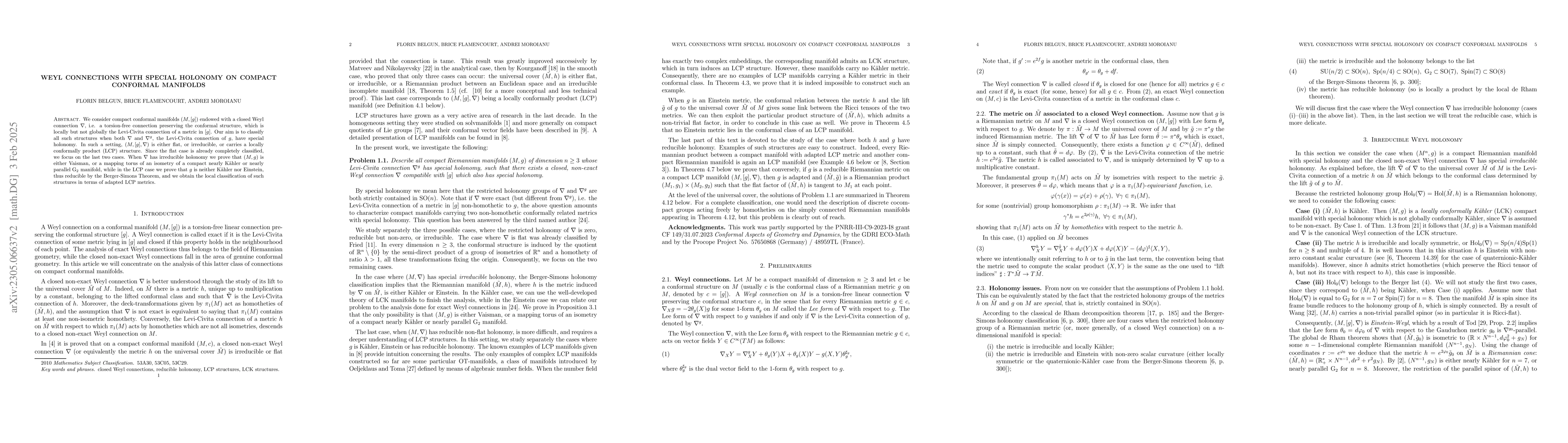 Thumbnail for Weyl structures with special holonomy on compact conformal manifolds