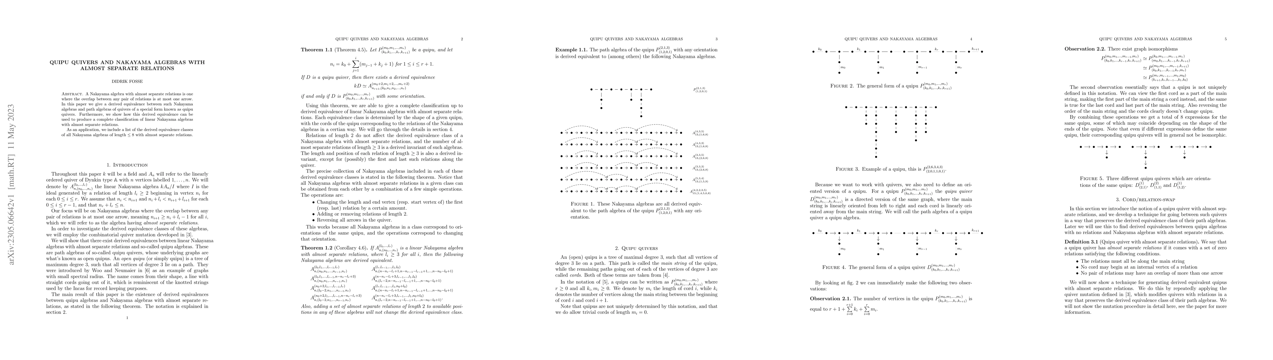 Thumbnail for Quipu quivers and Nakayama algebras with almost separate relations