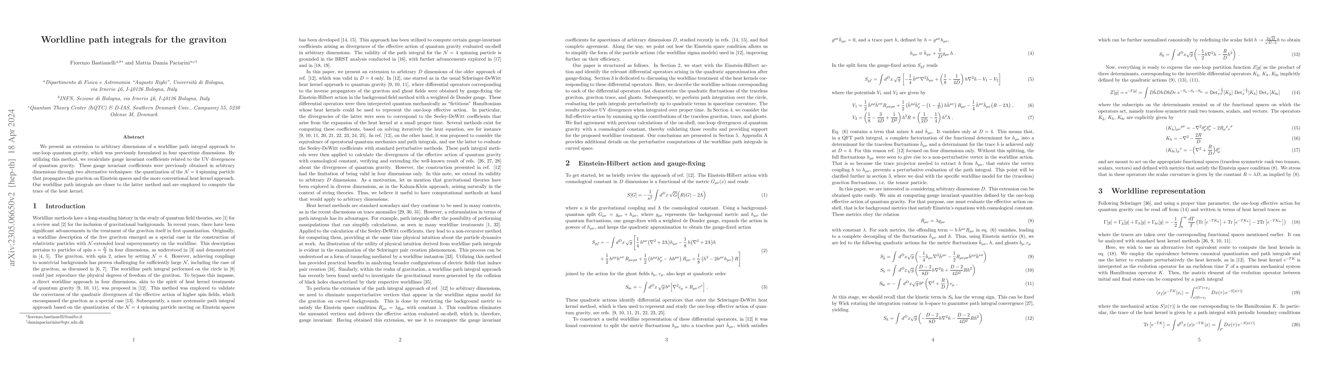 Thumbnail for Worldline path integrals for the graviton