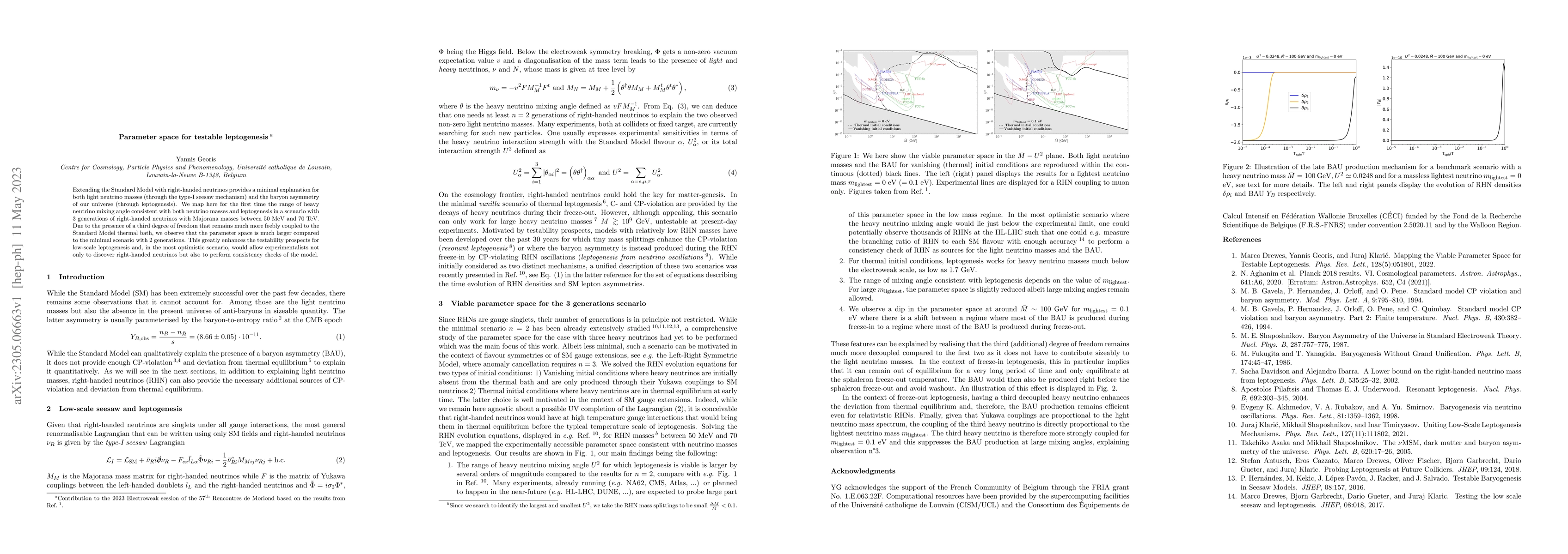Thumbnail for Parameter space for testable leptogenesis
