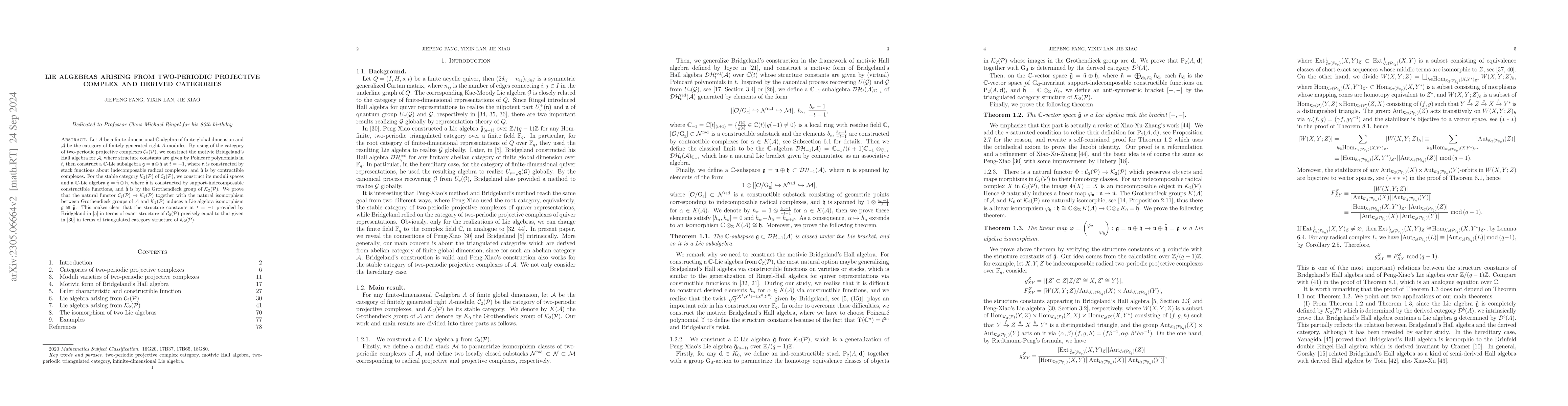 Thumbnail for Lie algebras arising from two-periodic projective complex and derived
  categories
