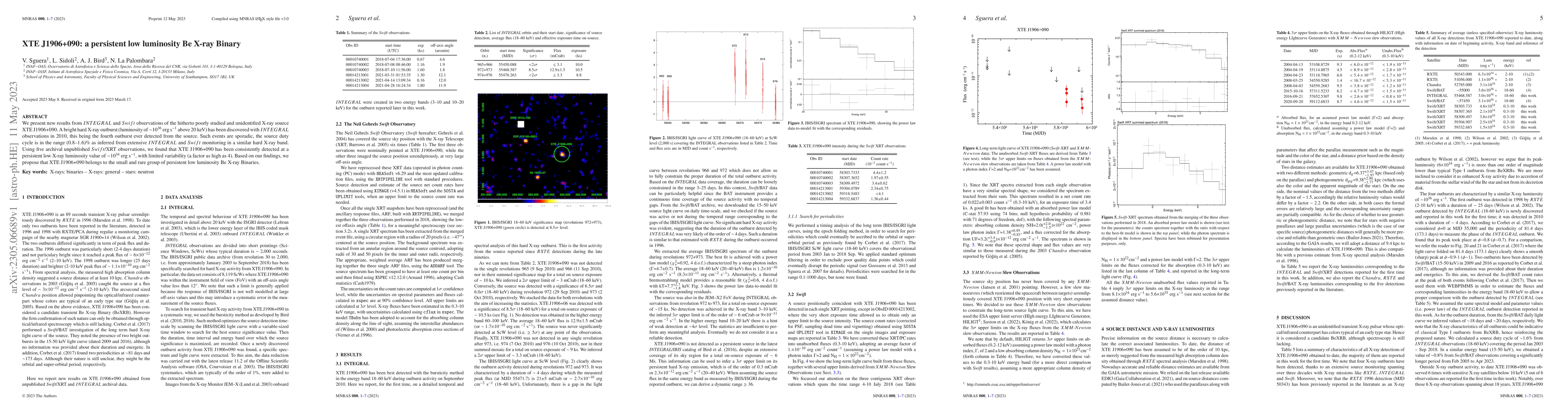 Thumbnail for XTE J1906+090: a persistent low luminosity Be X-ray Binary