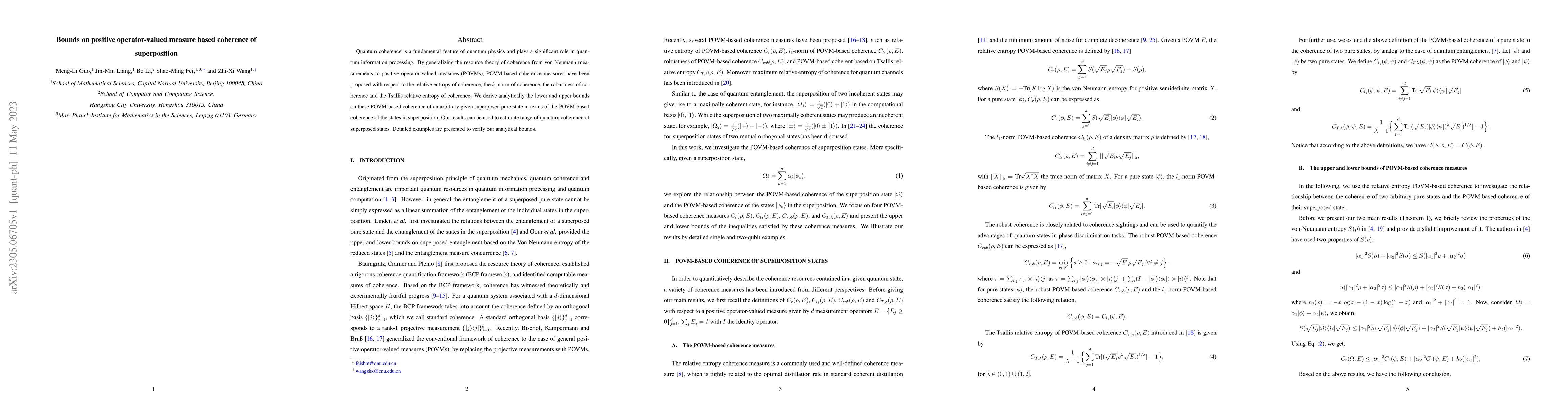Thumbnail for Bounds on positive operator-valued measure based coherence of
  superposition