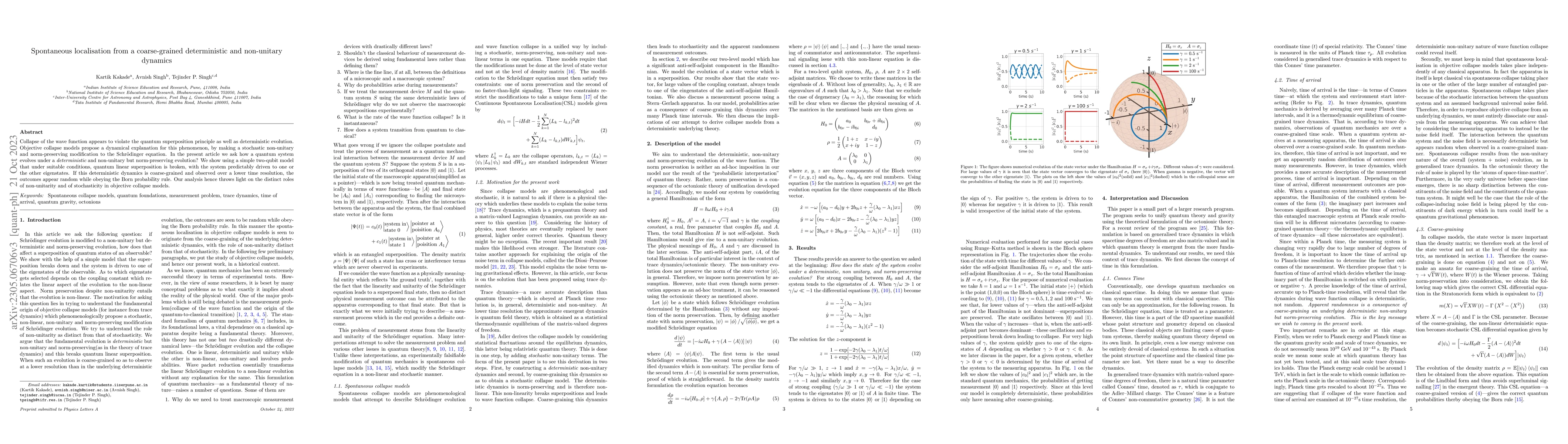 Thumbnail for Spontaneous localisation from a coarse-grained deterministic and
  non-unitary dynamics