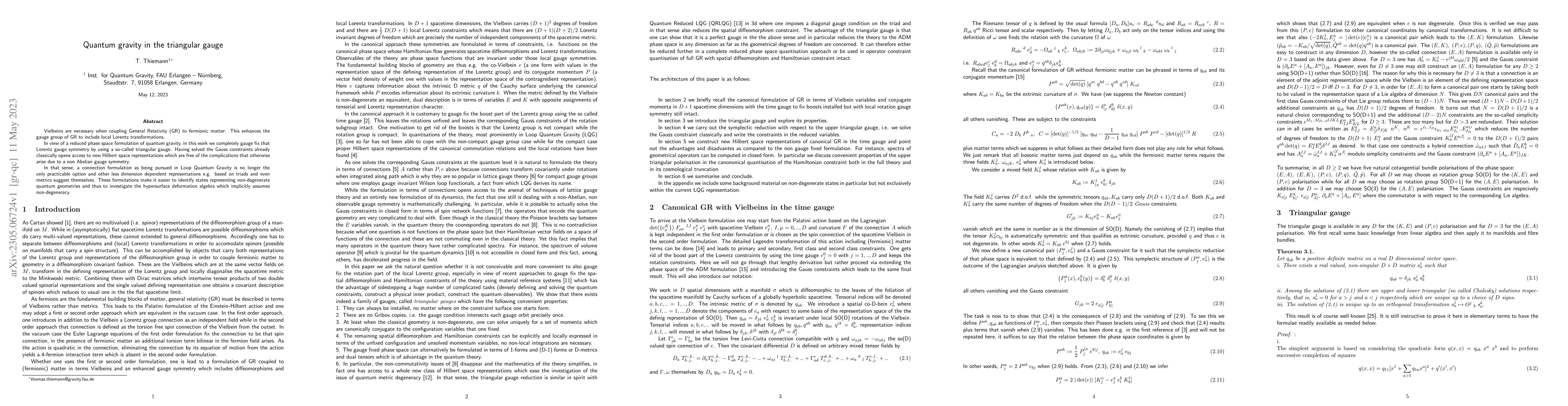 Thumbnail for Quantum gravity in the triangular gauge