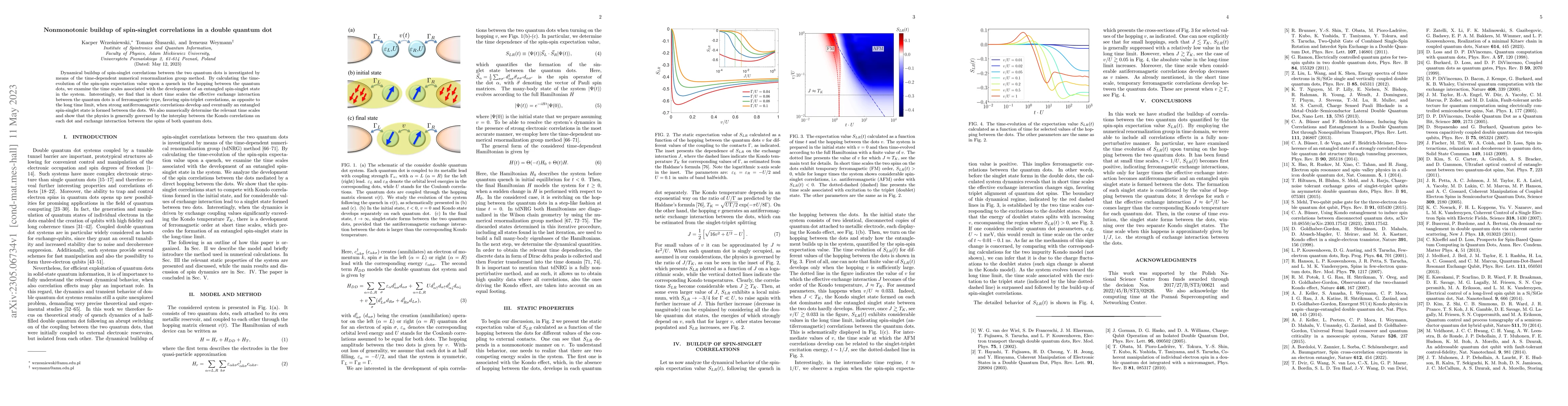 Thumbnail for Nonmonotonic buildup of spin-singlet correlations in a double quantum
  dot