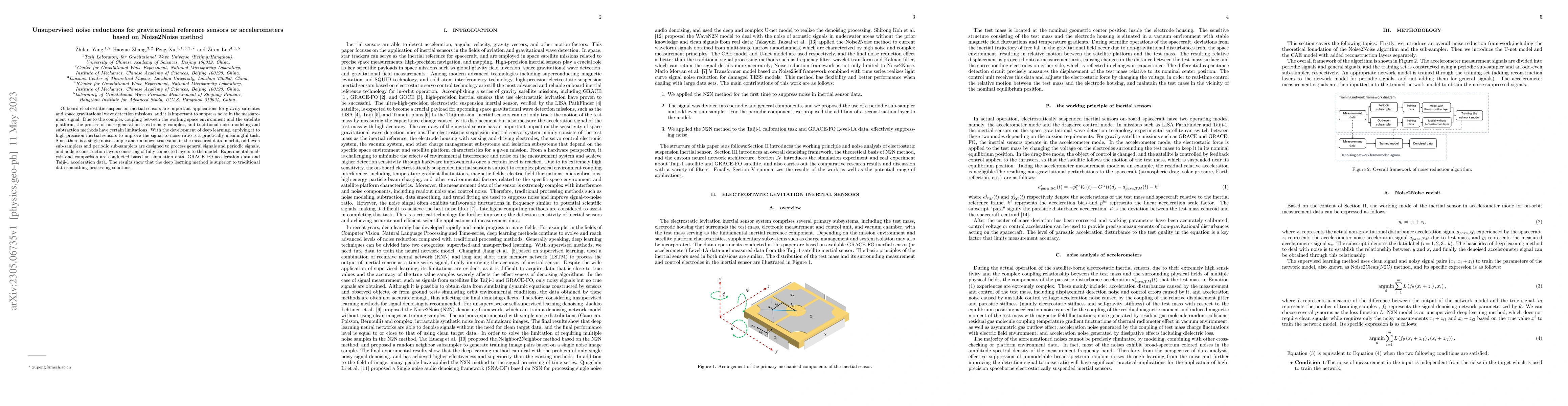 Thumbnail for Unsupervised noise reductions for gravitational reference sensors or
  accelerometers based on Noise2Noise method