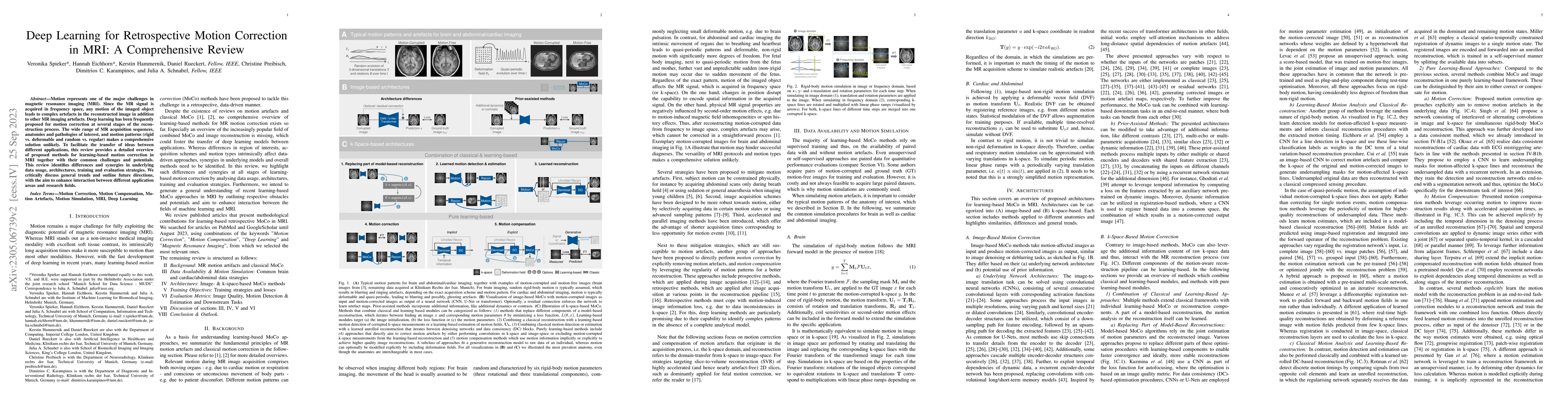 Thumbnail for Deep Learning for Retrospective Motion Correction in MRI: A
  Comprehensive Review
