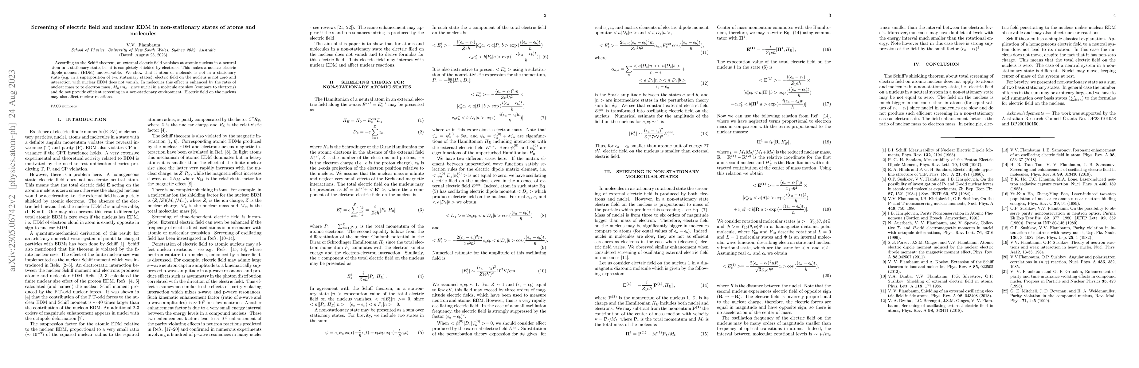 Thumbnail for Screening of electric field and nuclear EDM in non-stationary states of
  atoms and molecules