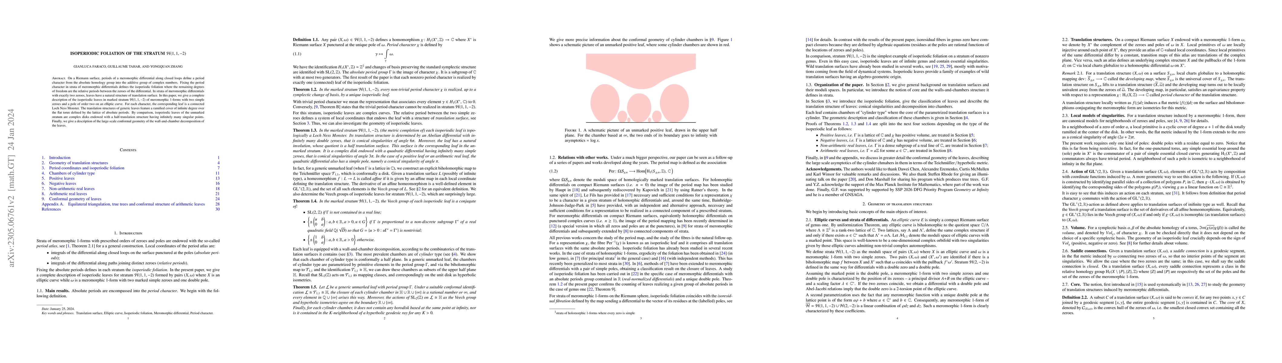 Thumbnail for Isoperiodic foliation of the stratum $\mathcal{H}(1,1,-2)$