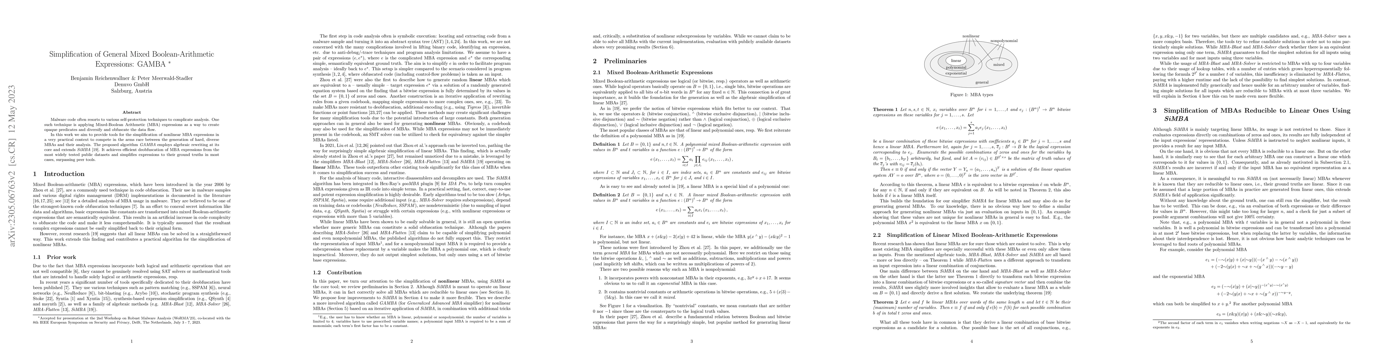 Thumbnail for Simplification of General Mixed Boolean-Arithmetic Expressions: GAMBA