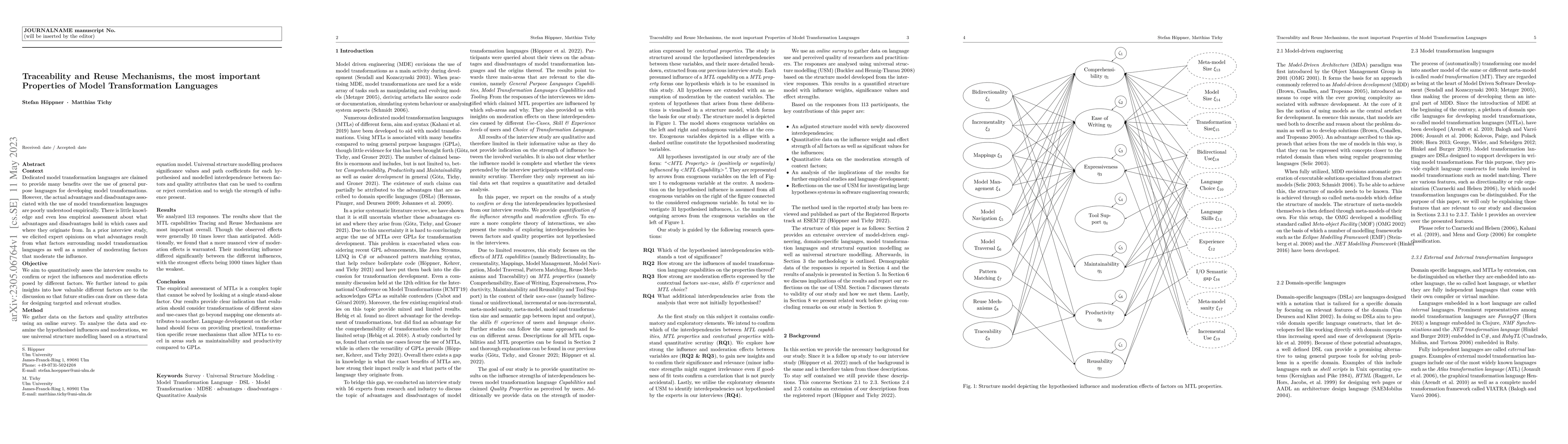Thumbnail for Traceability and Reuse Mechanisms, the most important Properties of
  Model Transformation Languages