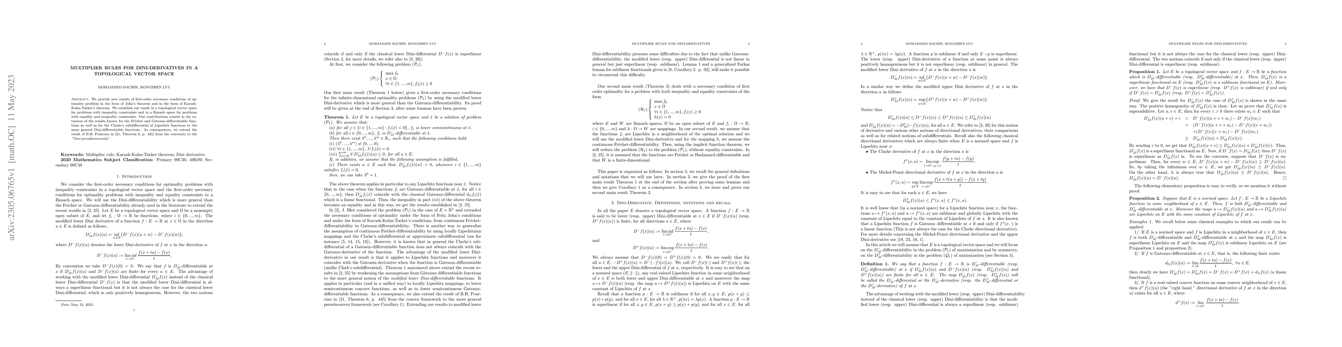 Thumbnail for Multiplier rules for Dini-derivatives in a topological vector space
