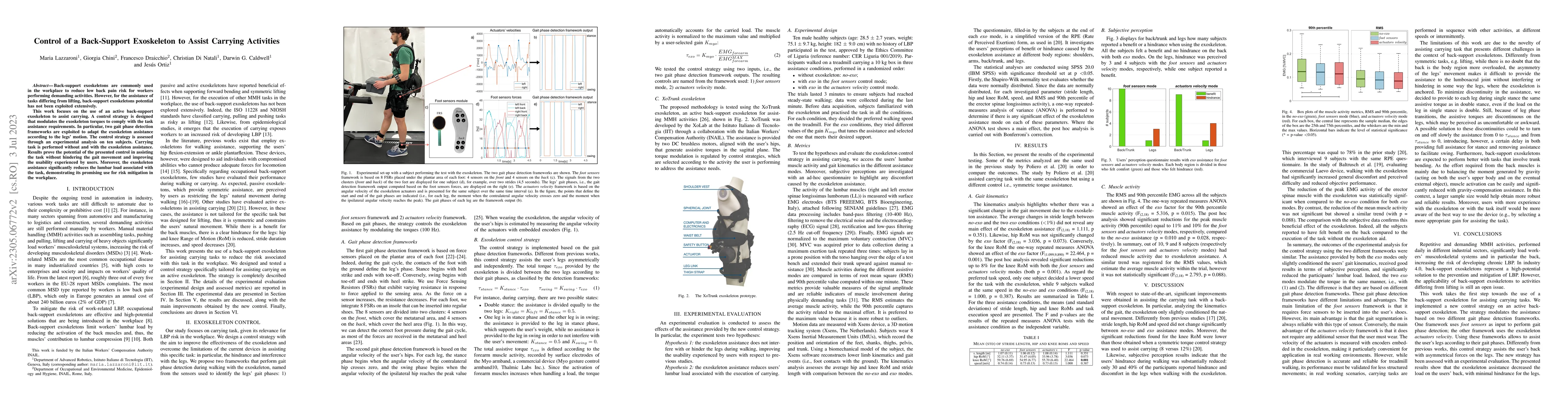 Thumbnail for Control of a Back-Support Exoskeleton to Assist Carrying Activities