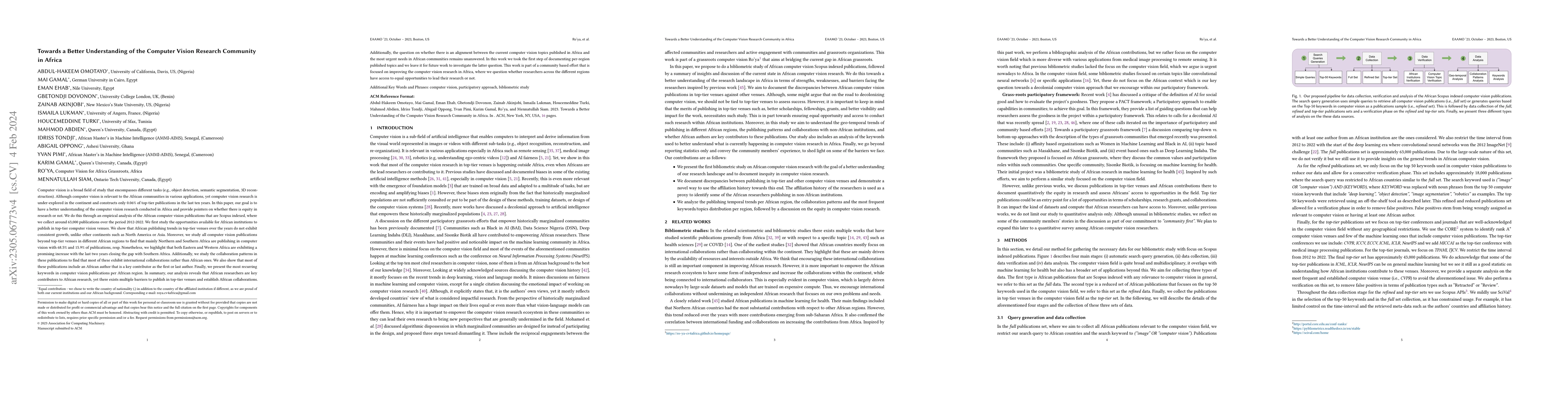 Thumbnail for Towards a Better Understanding of the Computer Vision Research Community
  in Africa