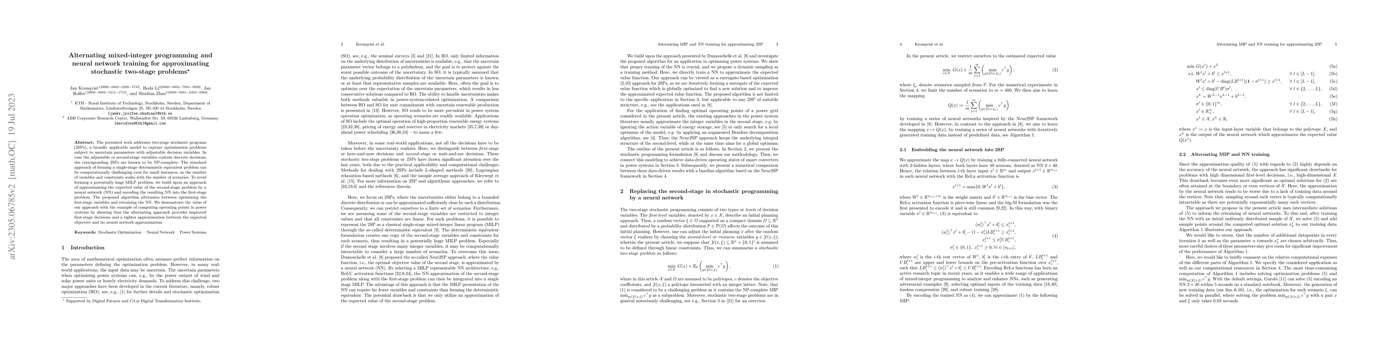 Thumbnail for Alternating mixed-integer programming and neural network training for
  approximating stochastic two-stage problems