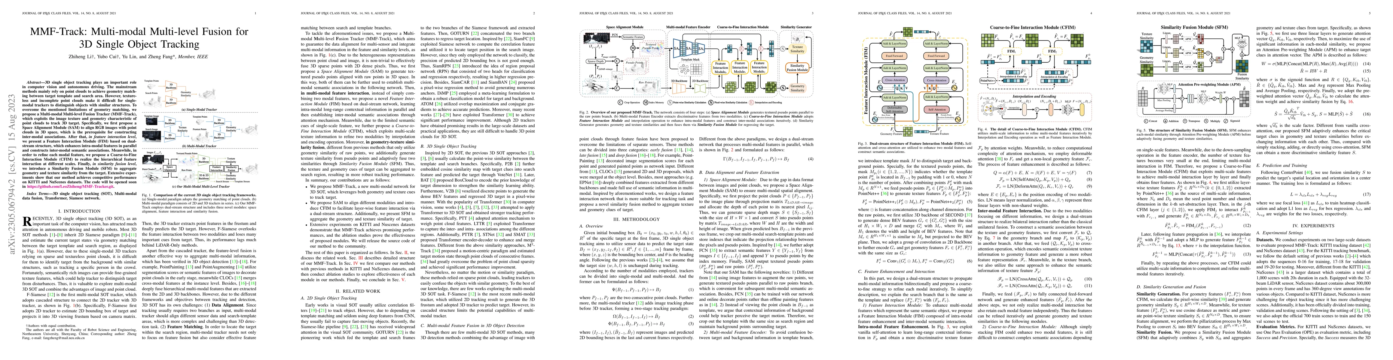 Thumbnail for MMF-Track: Multi-modal Multi-level Fusion for 3D Single Object Tracking