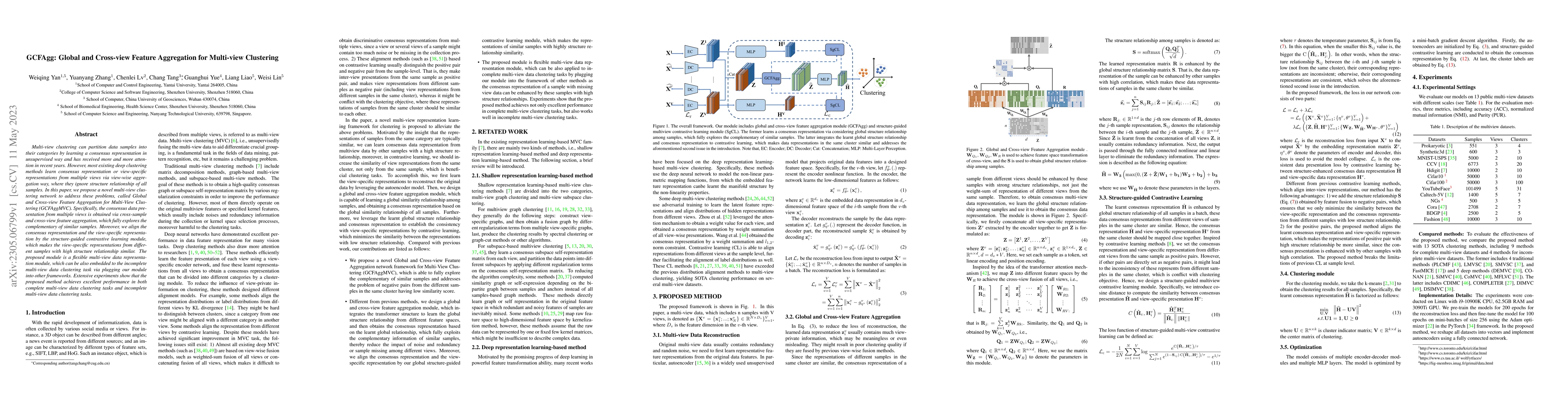Thumbnail for GCFAgg: Global and Cross-view Feature Aggregation for Multi-view
  Clustering