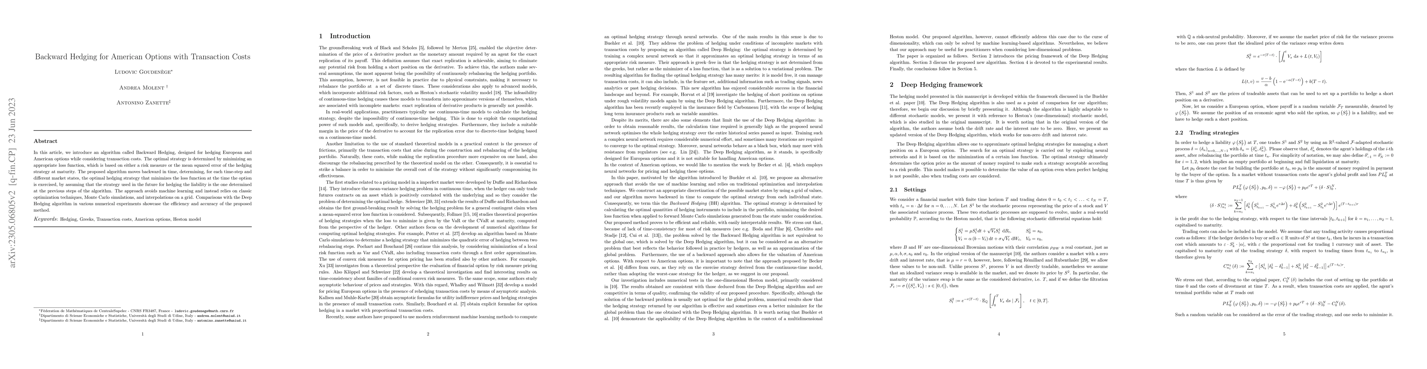 Thumbnail for Backward Hedging for American Options with Transaction Costs