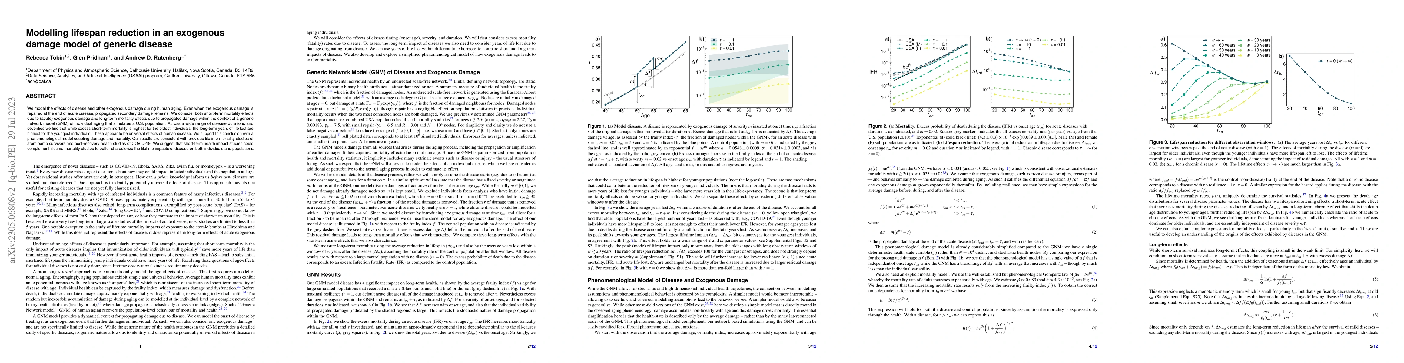 Thumbnail for Modelling disease impact: lifespan reduction is greatest for young
  adults in an exogenous damage model of disease