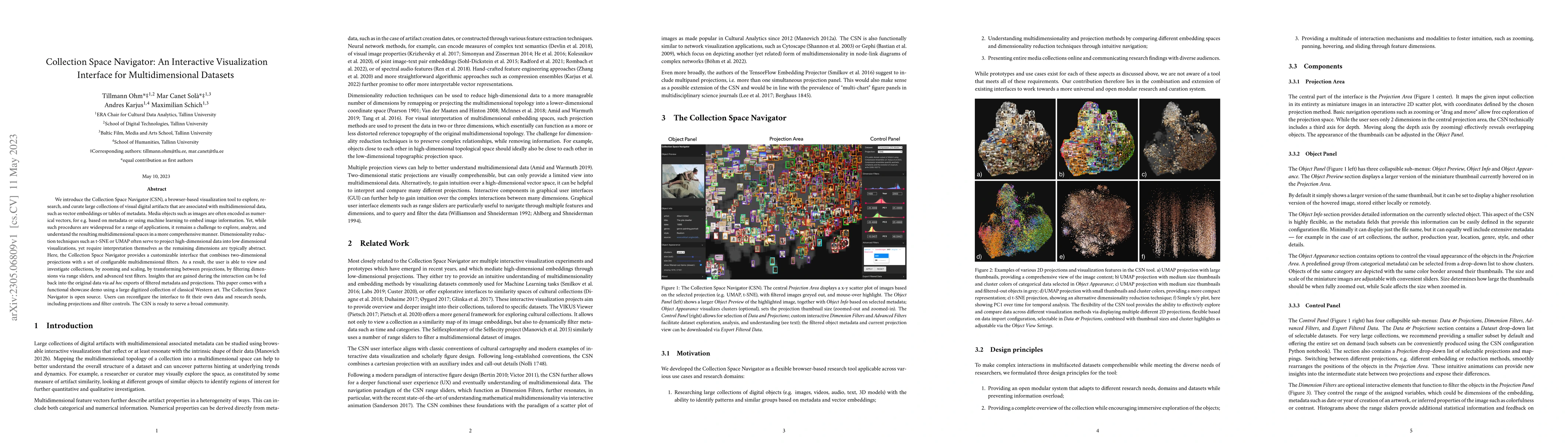 Thumbnail for Collection Space Navigator: An Interactive Visualization Interface for
  Multidimensional Datasets