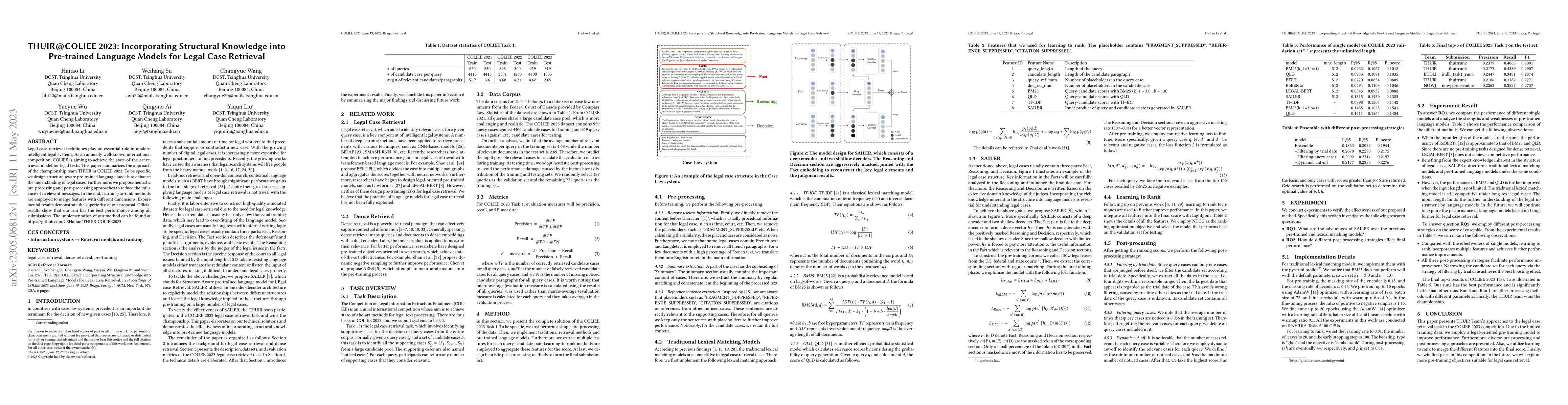 Thumbnail for THUIR@COLIEE 2023: Incorporating Structural Knowledge into Pre-trained
  Language Models for Legal Case Retrieval
