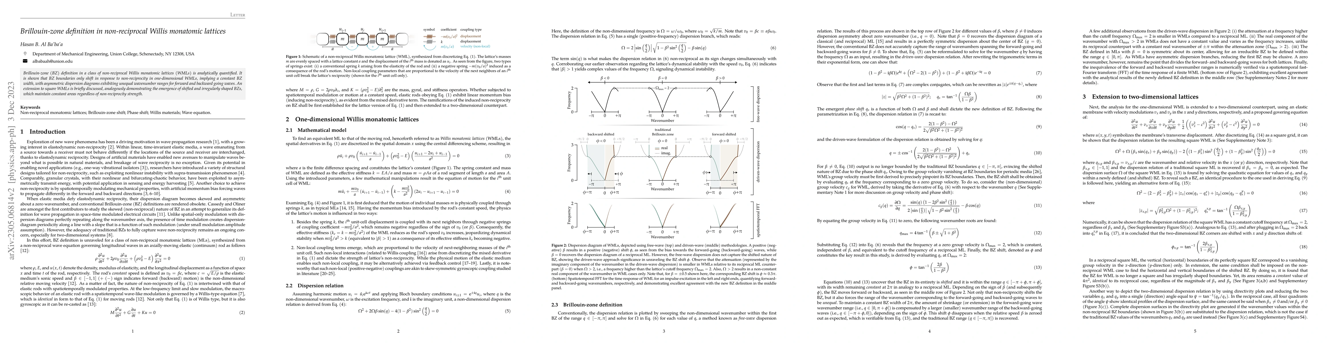 Thumbnail for Brillouin-zone definition in non-reciprocal Willis monatomic lattices