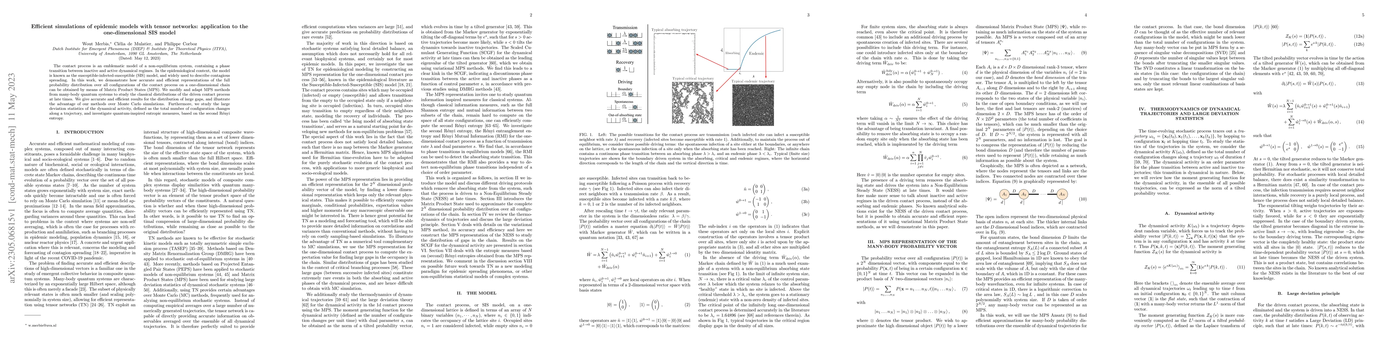 Thumbnail for Efficient simulations of epidemic models with tensor networks:
  application to the one-dimensional SIS model