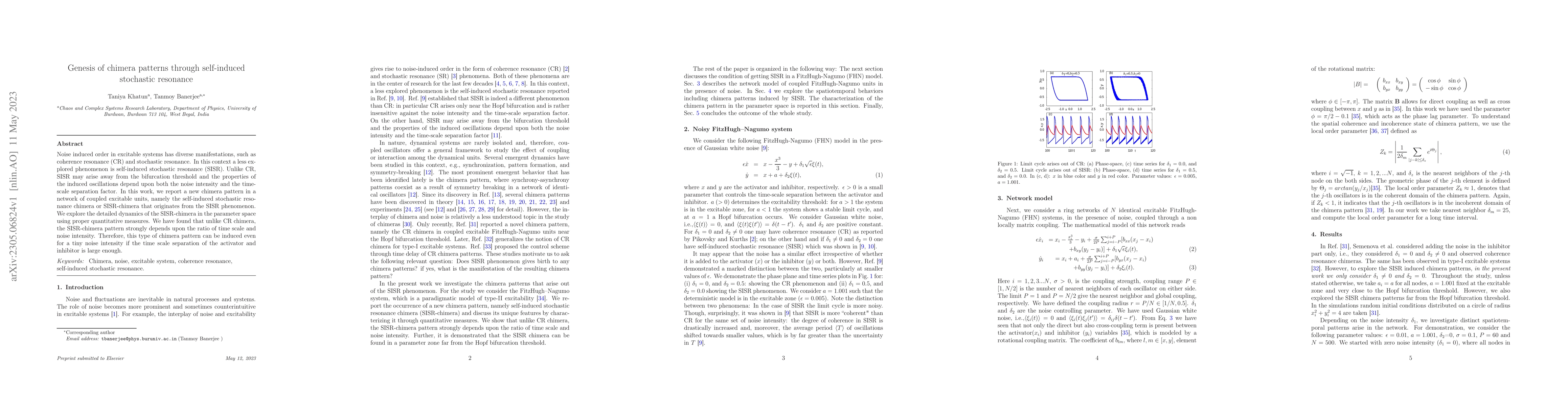 Thumbnail for Genesis of chimera patterns through self-induced stochastic resonance