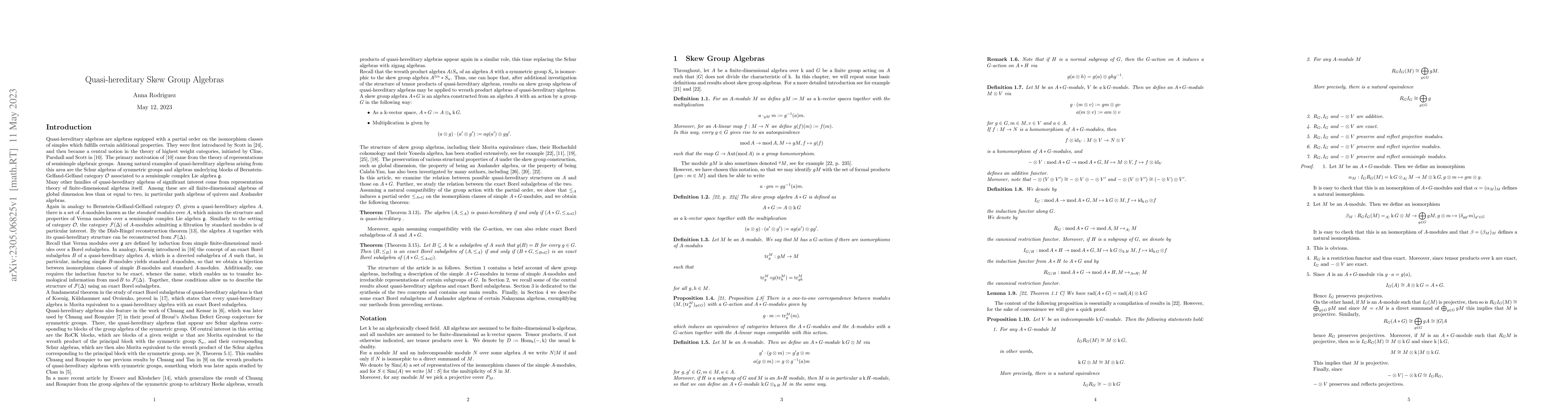 Thumbnail for Quasi-Hereditary Skew Group Algebras