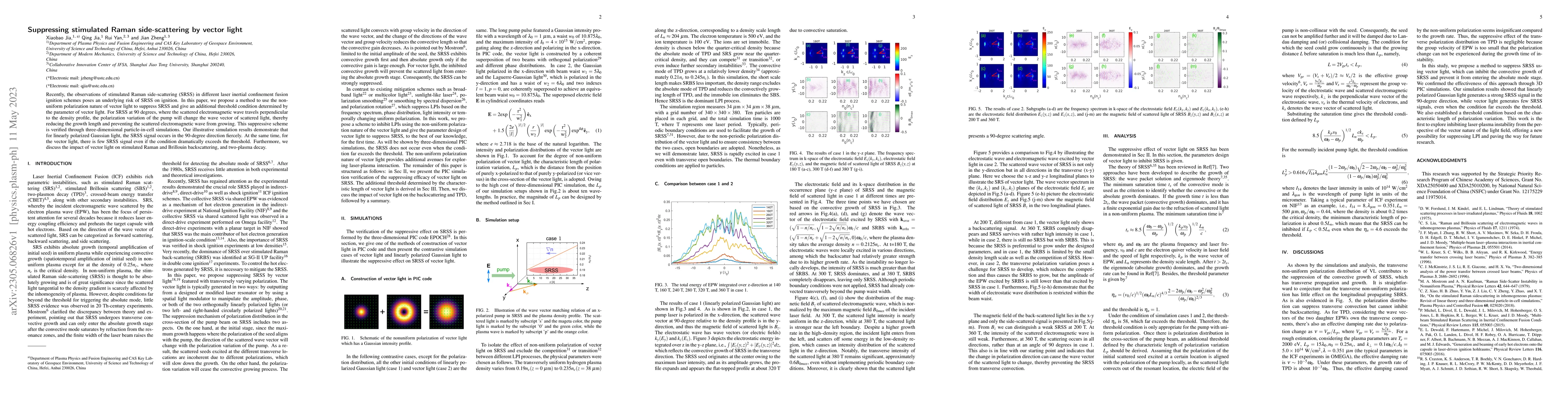 Thumbnail for Suppressing stimulated Raman side-scattering by vector light