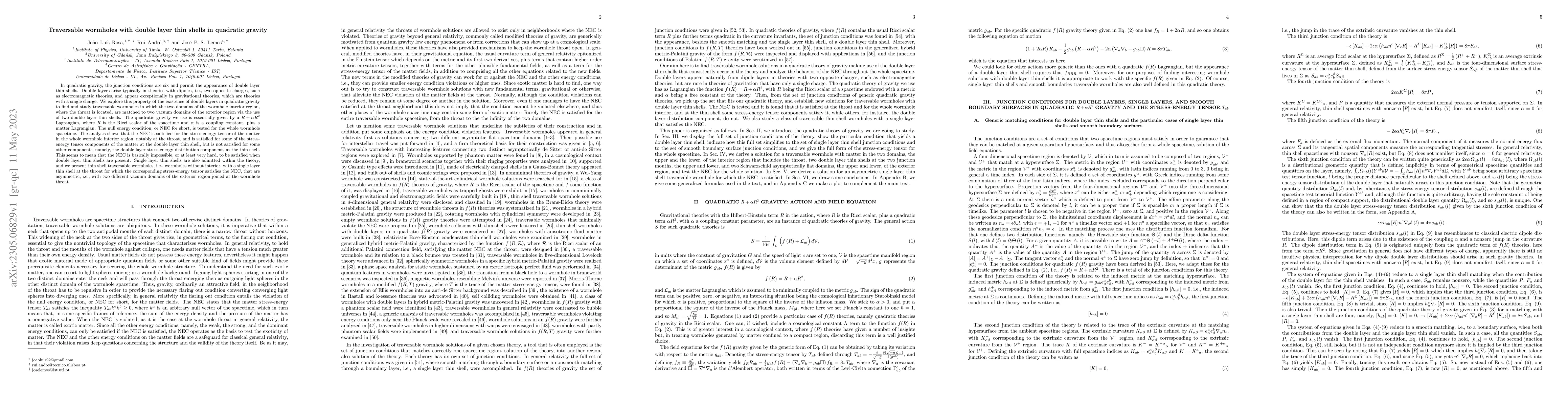 Thumbnail for Traversable wormholes with double layer thin shells in quadratic gravity