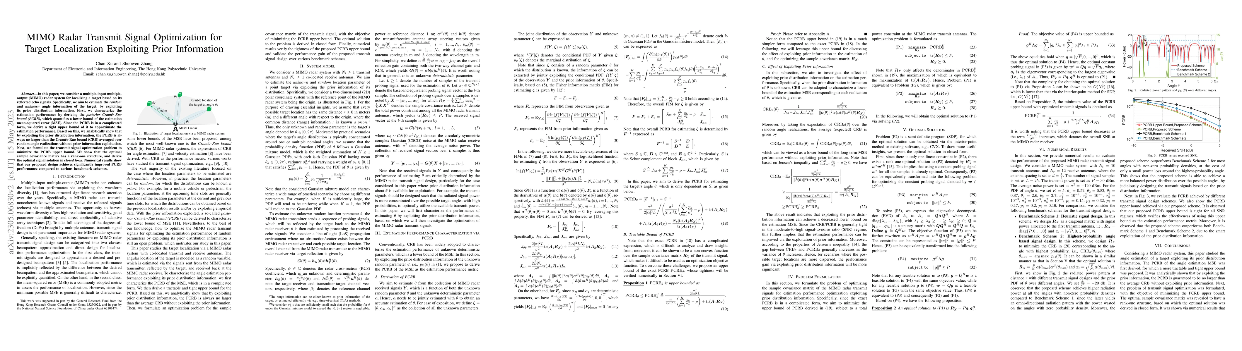Thumbnail for MIMO Radar Transmit Signal Optimization for Target Localization
  Exploiting Prior Information