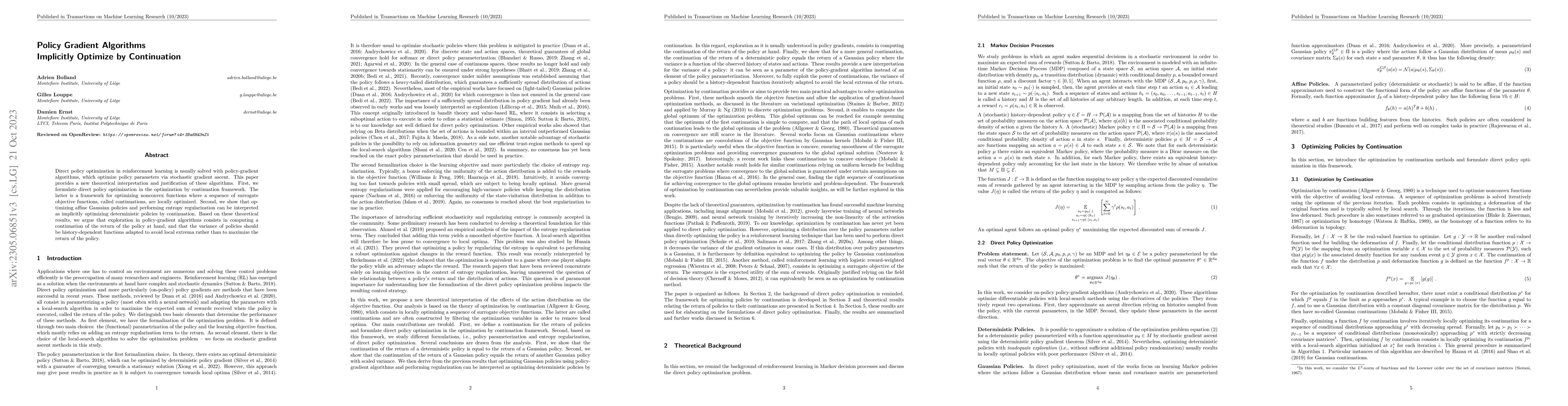 Thumbnail for Policy Gradient Algorithms Implicitly Optimize by Continuation