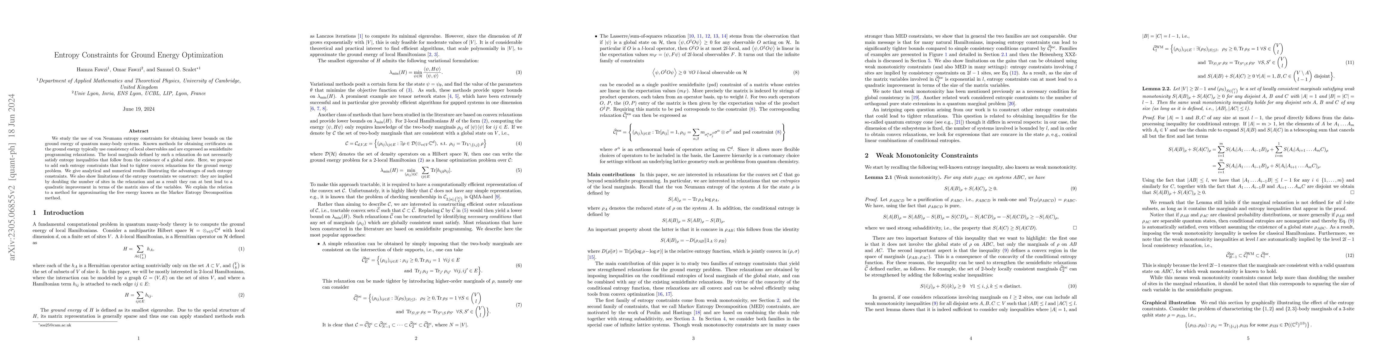 Thumbnail for Entropy Constraints for Ground Energy Optimization